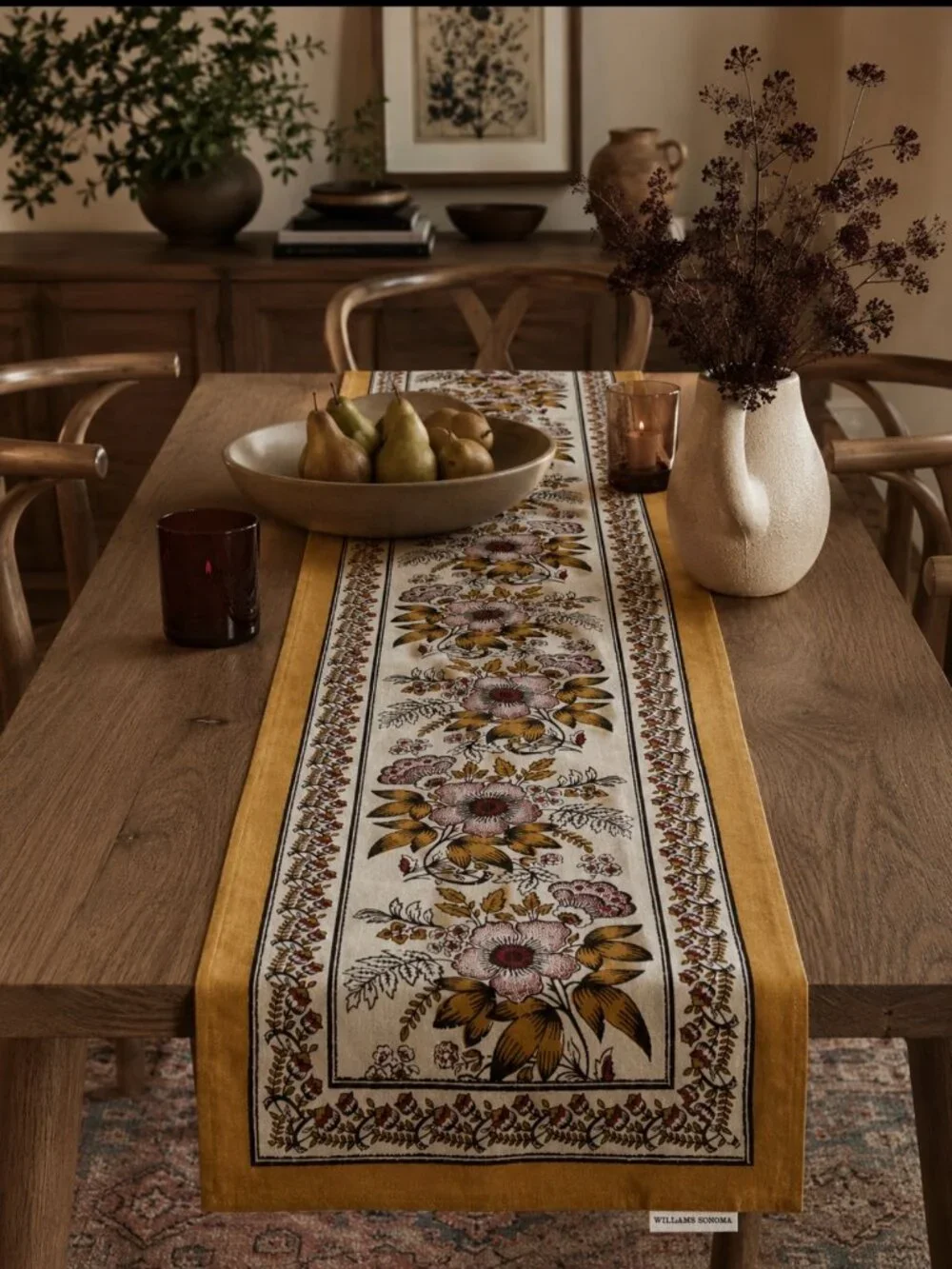 Authentic Williams Sonoma Floral Table Runner Long 105 in x 18 in